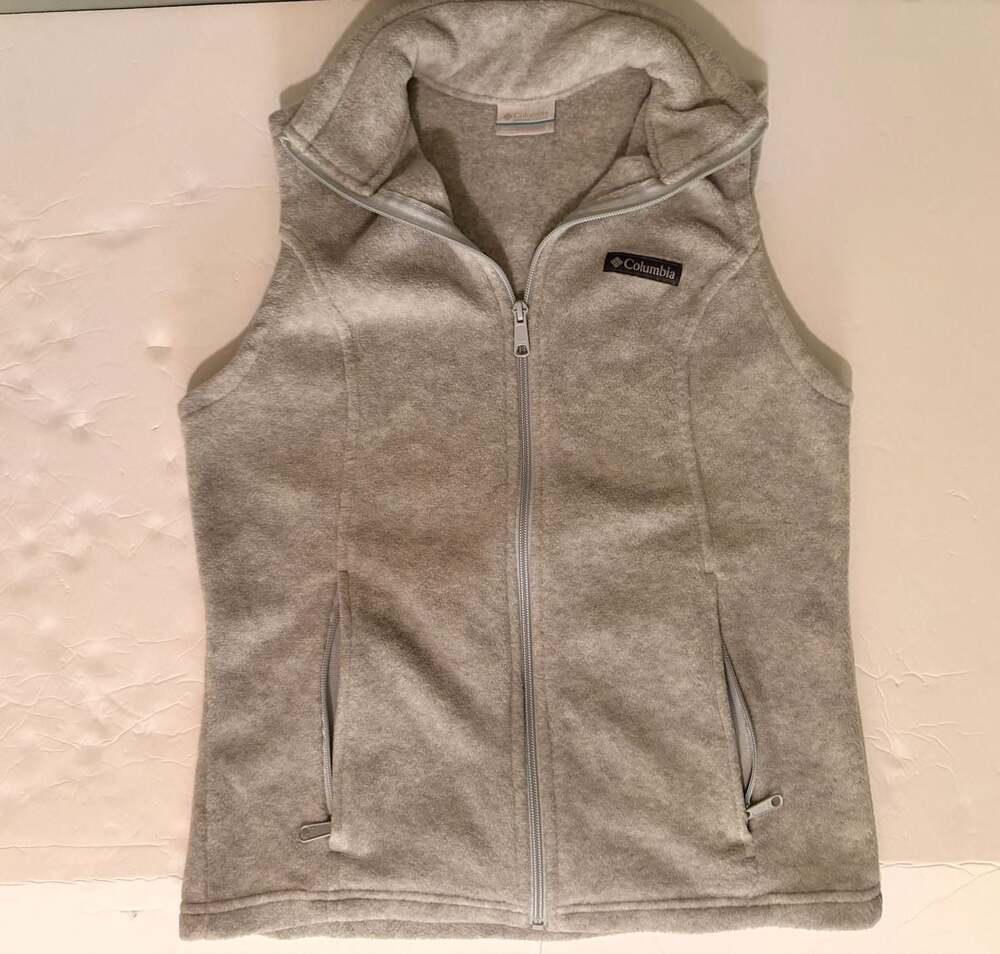 Columbia Gray Fleece Full Zip Vest Size Small